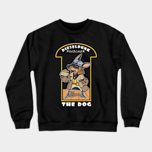 Dieselpunk pinscher dog Crewneck Sweatshirt